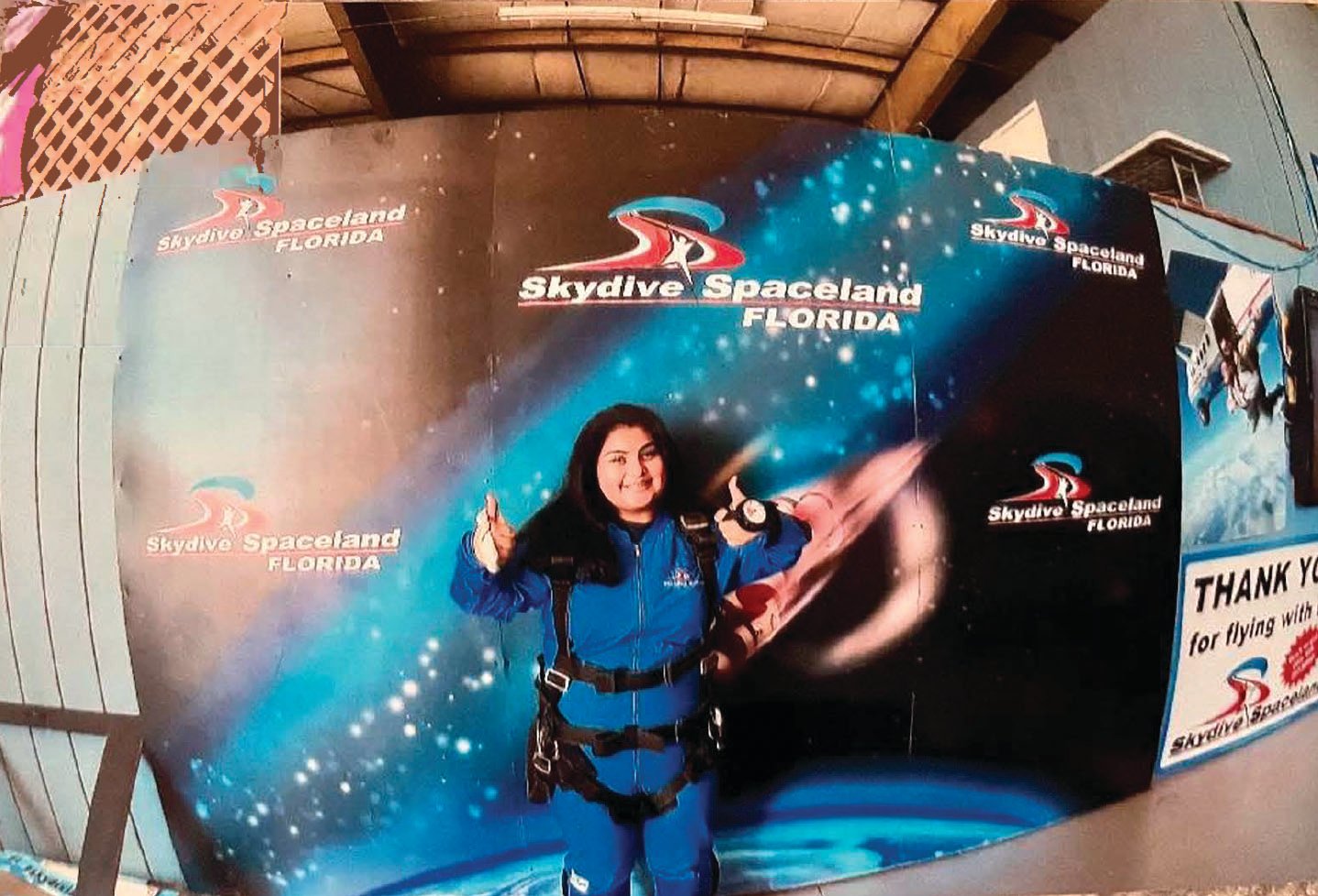 Crystal Flores decided to use her $500 scholarship to go skydiving.